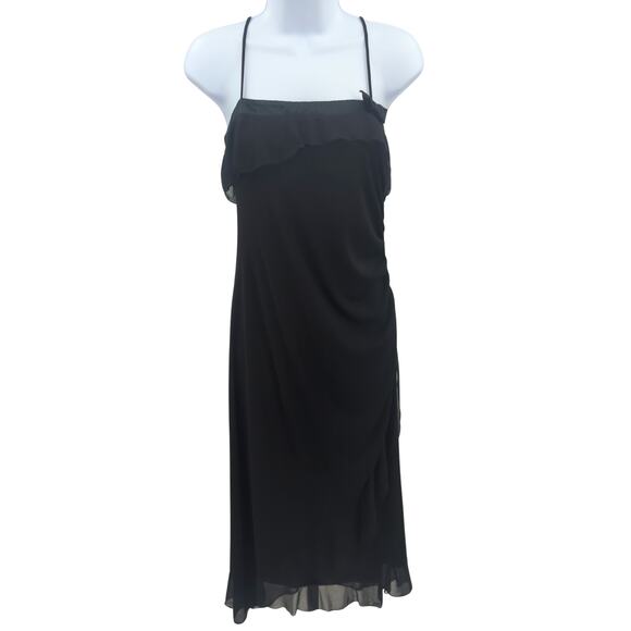 VTG Whimsigoth Black Slip Dress Spaghetti Strap 90s Midi Cocktail Evening Y2K - Picture 1 of 13